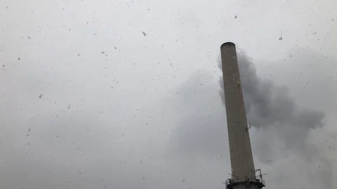 Smokestack or Chimney in Snow Stock Footage 104048031