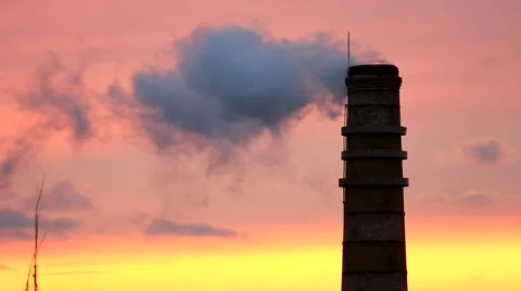 Smokestack at sunset Stock Footage 46790824