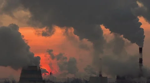 Smokestack of thermoelectric plant Stock Footage