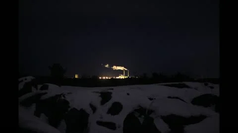 Smokestacks from far Stock Footage 22013792