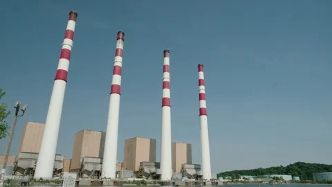 Smokestacks from Northport, NY Stock Footage 110012595