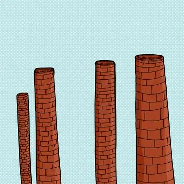 Smokestacks over blue Stock Illustration