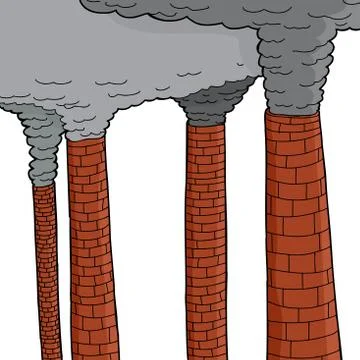 Smokestacks over white Stock Illustration