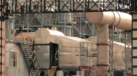 Smokestacks, the spider web of pipes (2) Video stock 48631563