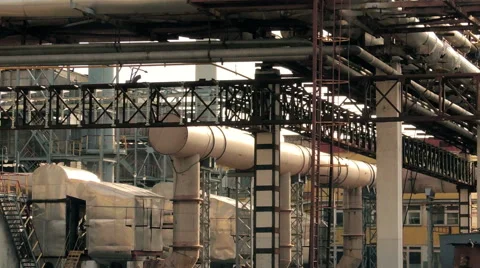 Smokestacks, the spider web of pipes (3) Video stock 48631566
