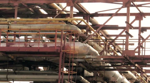Smokestacks, the spider web of pipes (4) Stock-Footage 48631559