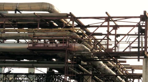 Smokestacks, the spider web of pipes (5) Stock-Footage 48631569