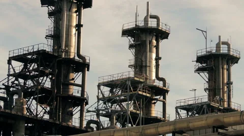 Smokestacks, the spider web of pipes (9) Video stock 48631584