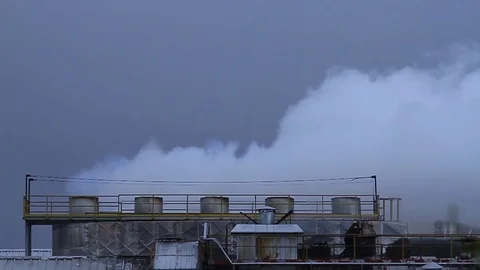 Smokestacks, wide shot Stock Footage 77044720