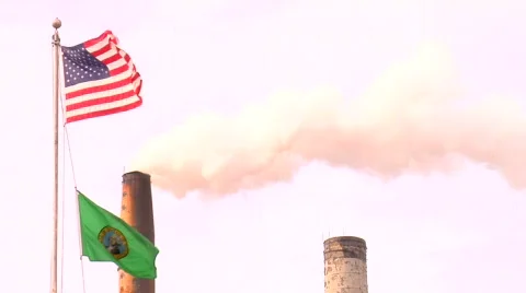 Smokestack&amp;USflag Video stock 660129