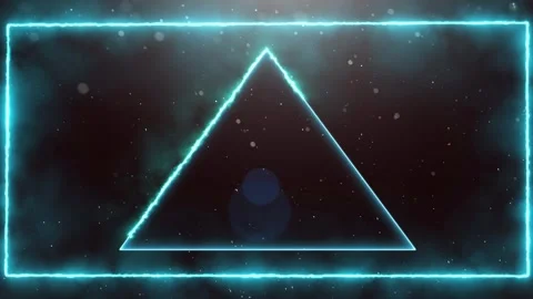 Smokey blue neon triangle inside rectangle with particles and lens flare Stock Footage 311088272