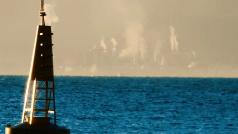 Smokey Chimneys in Seaside View Stock Footage 123766394