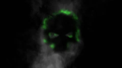 Smokey Green Skull Stock Footage 233662377