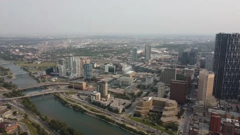 Smokey Scan of Calgary Alberta Skyline 库存影片 164699962