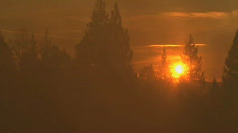 Smokey Sunset from Fire Stock Footage