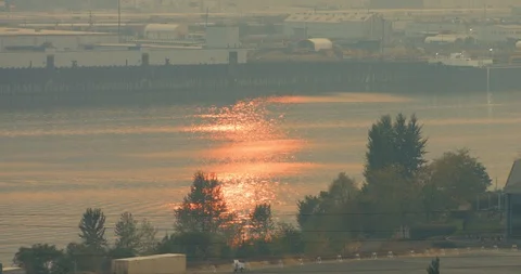 Smokey sunset on water Stock Footage 112356842