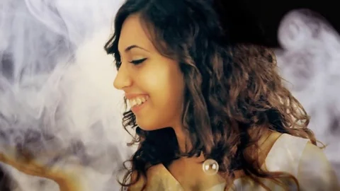 Smokey Vintage girl soap bubbles Stock Footage