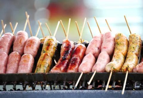 Smokies on bbq Stock Photos