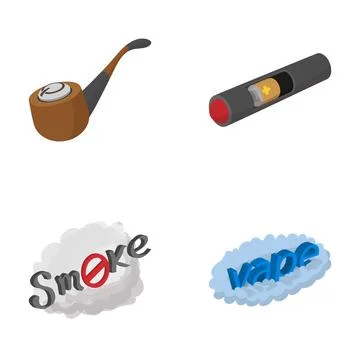 Smoking and vaping isometric icon set illustrating habits 스톡 일러스트