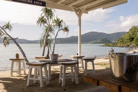 Smoking Area Built On The Beach Stock Photos