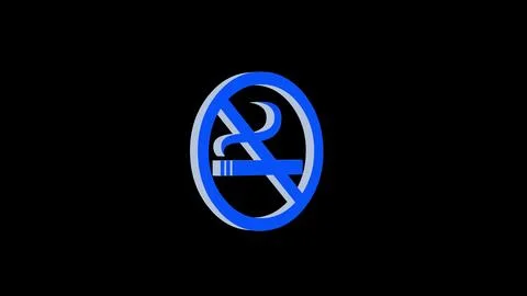 Smoking ban logo icon loopable blue color black background Stock Illustration