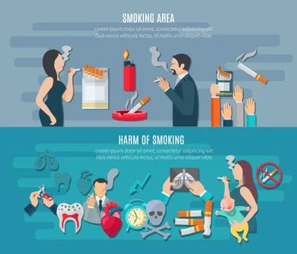 Smoking Banner Set Stock Illustration