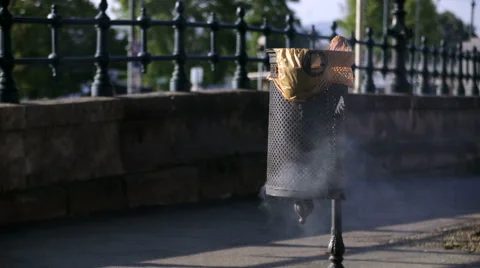 Smoking bin Stock Footage 57223218