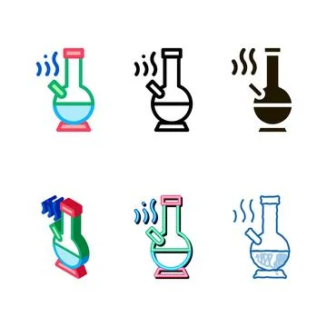 Smoking bong icon variations vector outline Stock Illustration