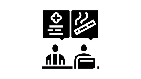Smoking cessation program employee health glyph icon animation 스톡 동영상 326142220