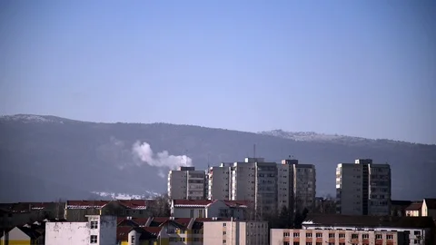 Smoking chimney in the city Stock Footage 99084595