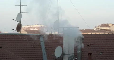 Smoking chimney in a city Video stock 233121601