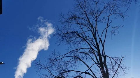 Smoking Chimney with deep blue sky Stock Footage 126155947