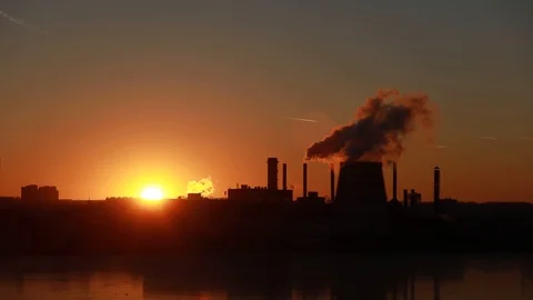 Smoking chimney on factory Видео 98481192