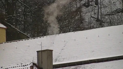 Smoking chimney with a lot of smoke Stock Footage 100434585