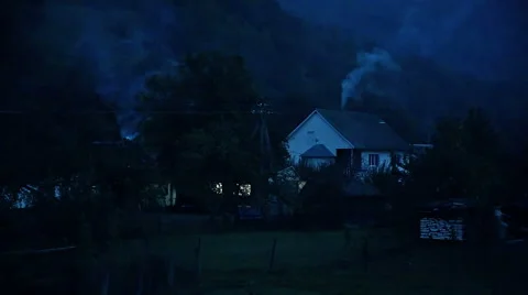 Smoking chimney at night. Stock Footage 56786944