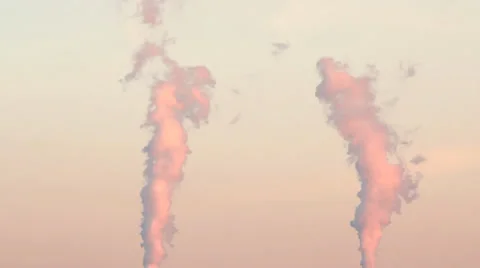 Smoking chimneys afterglow Stock Footage 33303213