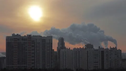 Smoking chimneys of a city Stockbeeldmateriaal 167495103