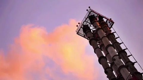 Smoking chimneys of the factory Видео 70859923