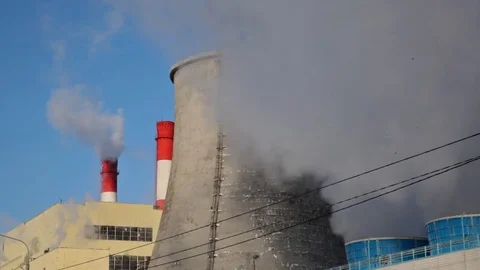Smoking Chimneys Factory Stock Footage 72445006