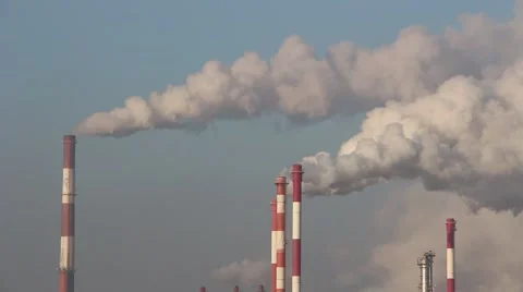 Smoking chimneys refinery 스톡 동영상 45433380
