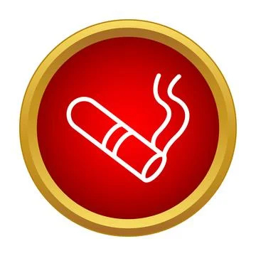 Smoking cigar icon inside red circle border Illustrazione stock