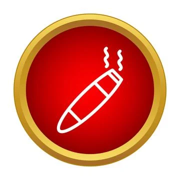 Smoking cigar icon in red circle representing addiction Stock Illustration