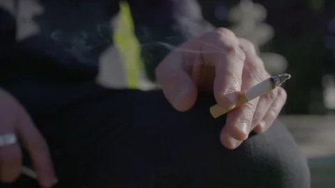 Smoking a cigarette close up Video stock 74117257