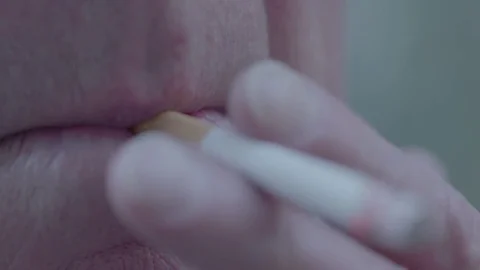 Smoking a cigarette close up Stock Footage 74117715