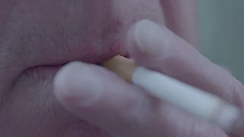 Smoking a cigarette close up Stock Footage 74117775