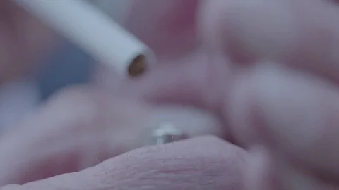 Smoking a cigarette close up Stock Footage 74118838