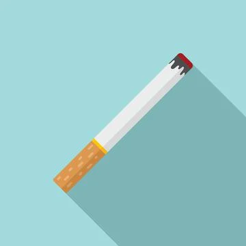 Smoking cigarette icon flat vector. Smoke tobacco Stock Illustration