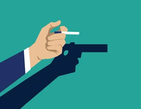 Smoking cigarette is self harm. Concept business illustration. Vector flat Illustrazione stock