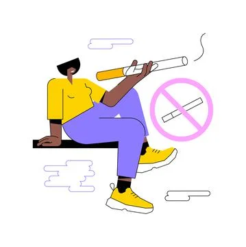 Smoking cigarettes abstract concept vector illustration. Stock Illustration