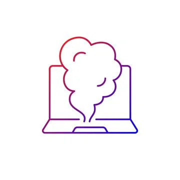 Smoking computer gradient linear vector icon Stock Illustration